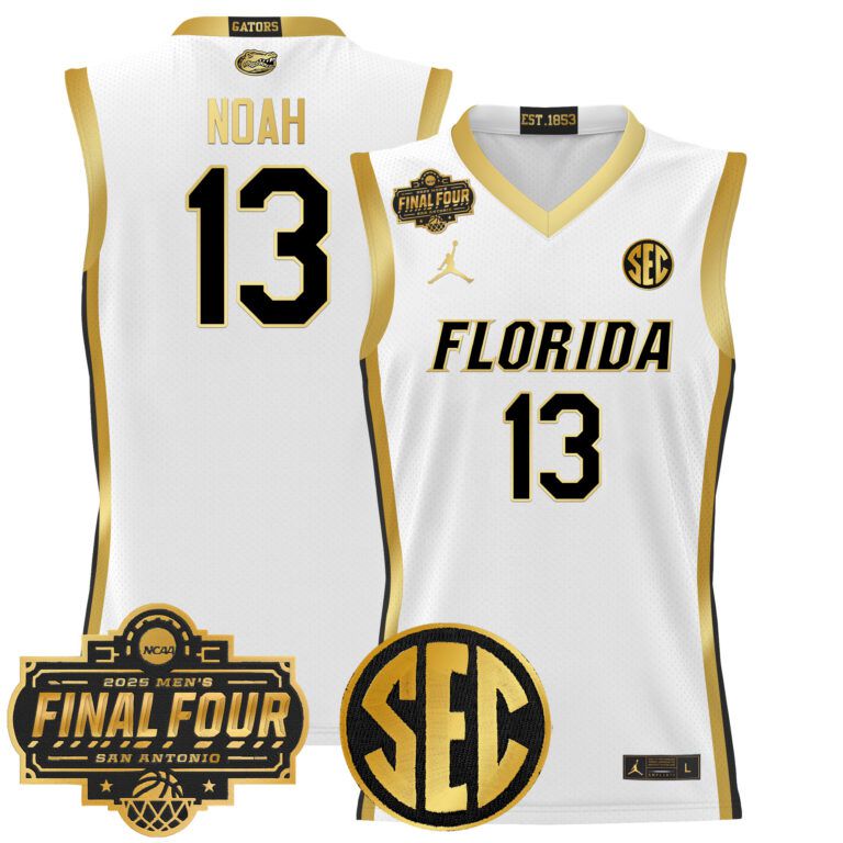 Men Florida Gators #13 Noah white 2025 Final Four Patch NCAA Jersey